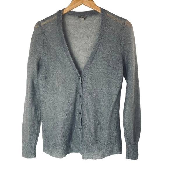J.Jill Classic Cardigan Sweater Tunic Mohair Wool Lightweight in Gray Size M - Picture 1 of 5